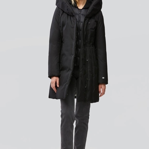 Soia & KYO CAMIELA Slim Fit Brushed Down Coat With Leather Trim - Picture 6 of 16